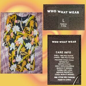 Who What Wear Golden Yellow/Multi Floral/Gingham Print Babydoll Mini Dress Sz L